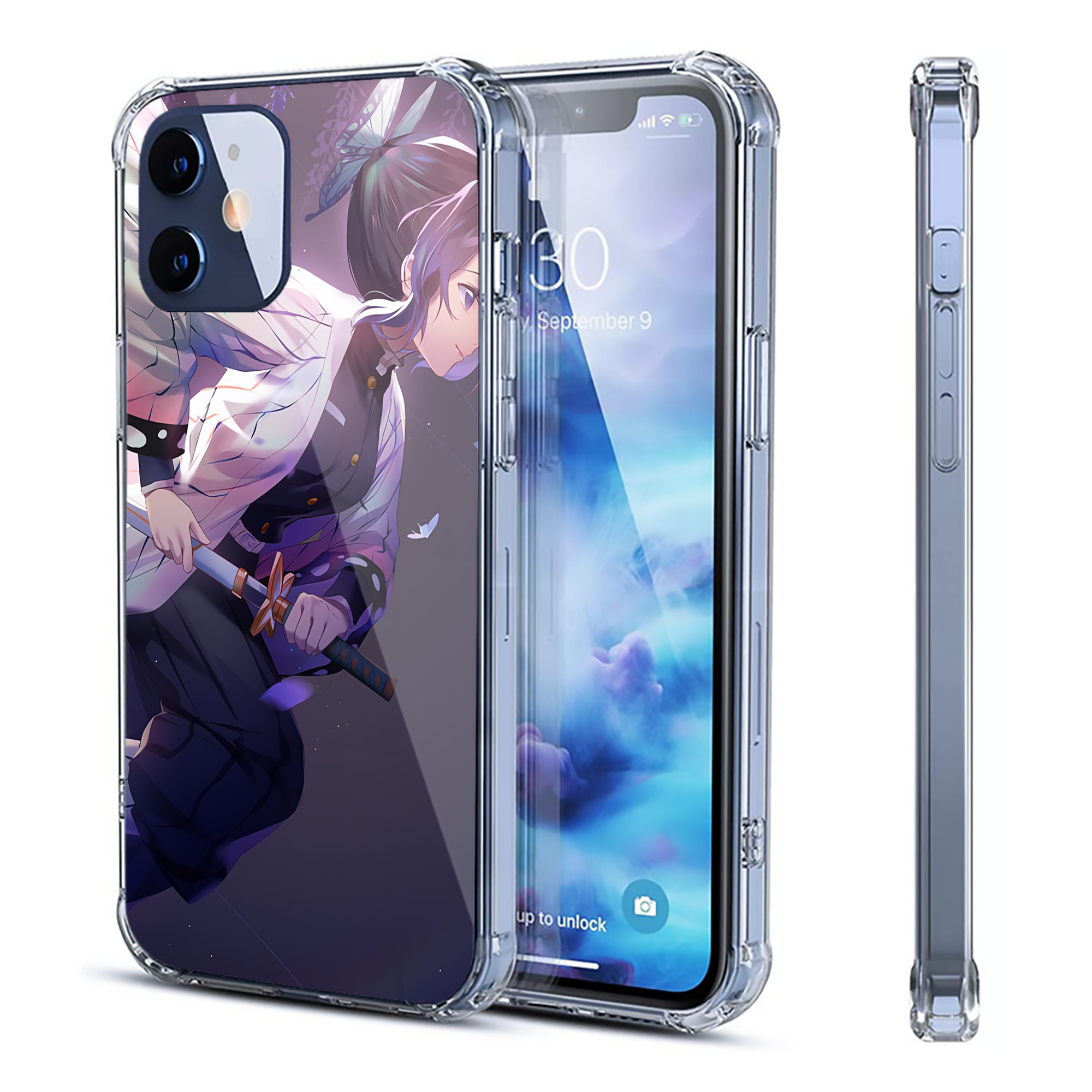 （画像用） 鬼滅の刃（きめつのやいば）蟲柱-胡蝶 しのぶ／こちょう しのぶ Kochou Shinobu 【iPhone 12シリーズ対応】透明スマホケース（クリアソフトケース）